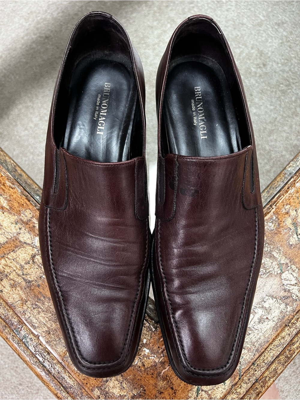 Bruno Magli Men's Dark Brown Italian Leather Slip-On Loafers